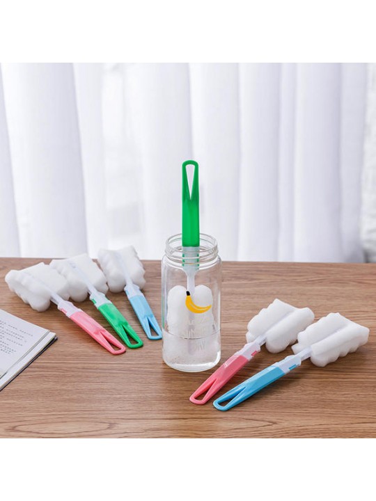 KC-CS02 Water Bottle Cup Mug Glass Sponge Cleaning Brush Washing Tool With Long Handle - Green