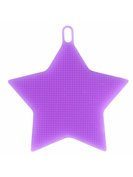 KC-SC41 Multi-function Star Shape Silicone Dish Cleaning Brush Scrubber Heat Resistant Coaster - Pink