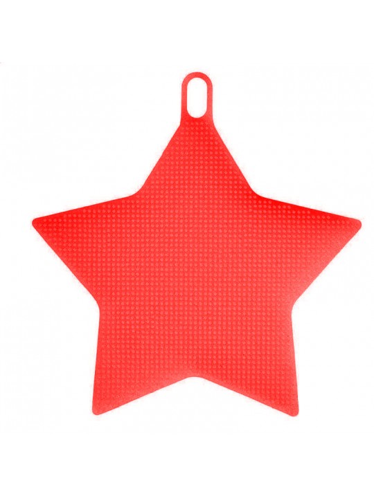 KC-SC41 Multi-function Star Shape Silicone Dish Cleaning Brush Scrubber Heat Resistant Coaster - Pink