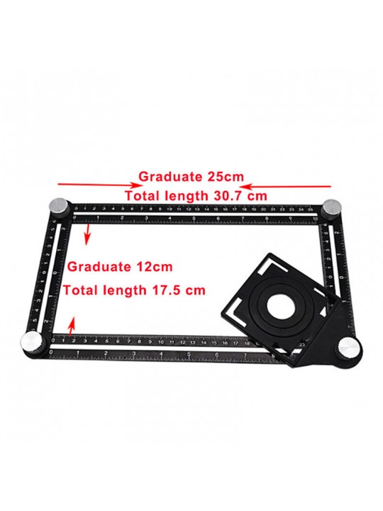 Multi Angle Measuring Ruler Drill Hole Locator 4/8-Sided Universal Locator Aluminum Alloy Angle Measuring Ruler Foldable Tools -