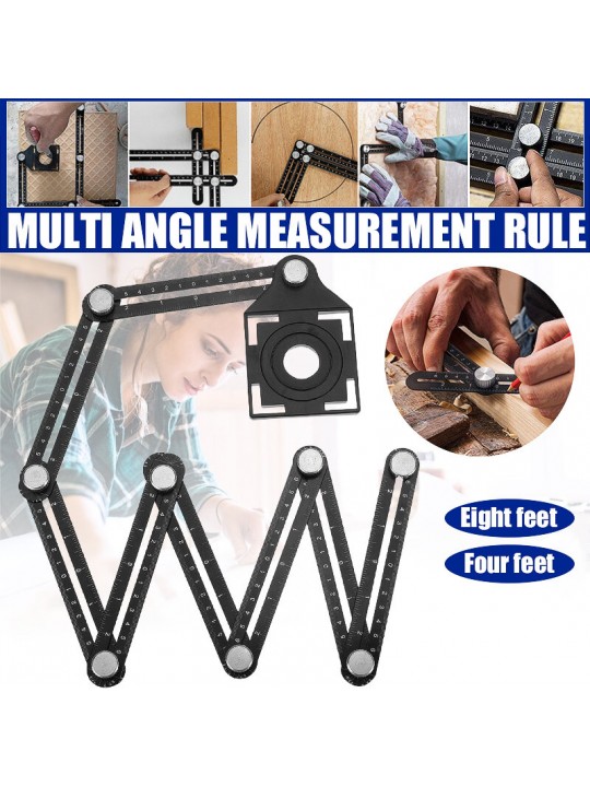 Multi Angle Measuring Ruler Drill Hole Locator 4/8-Sided Universal Locator Aluminum Alloy Angle Measuring Ruler Foldable Tools -