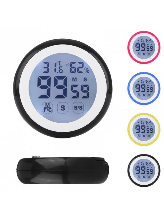 KC-02 LCD Digital Touch Screen Kitchen Timer Count UP Alarm Clock Temperature And Humidity Me - Yellow