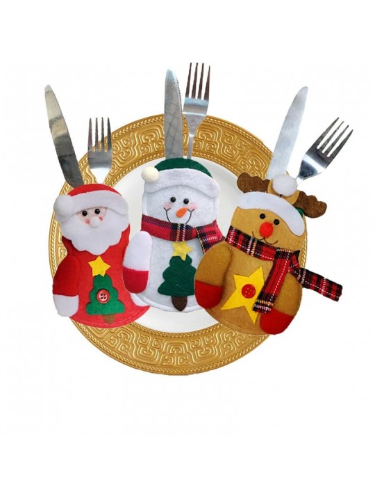 Christmas Tableware Knife Fork Holders Santa Clothes Style Fork Bags Cover Suit Christmas Festival - #1