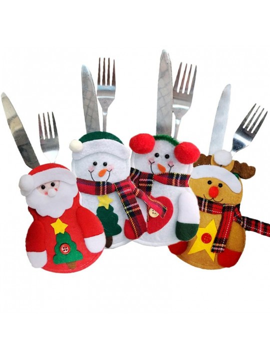 Christmas Tableware Knife Fork Holders Santa Clothes Style Fork Bags Cover Suit Christmas Festival - #1