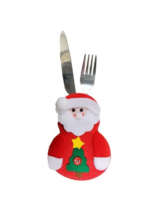 Christmas Tableware Knife Fork Holders Santa Clothes Style Fork Bags Cover Suit Christmas Festival - #1