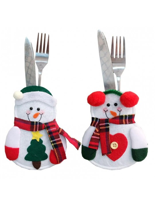 Christmas Tableware Knife Fork Holders Santa Clothes Style Fork Bags Cover Suit Christmas Festival - #1