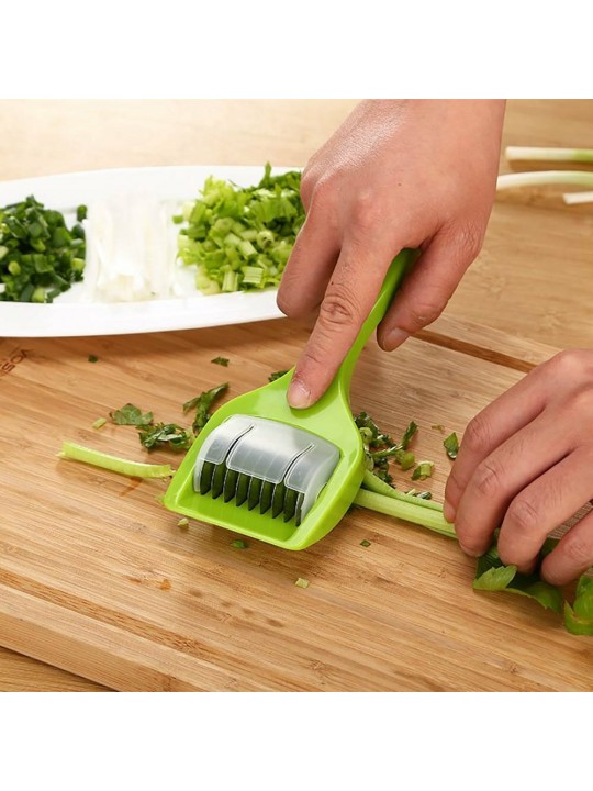 KC-MS06 Stainless Steel Green Onion Slicer Vegetable Garlic Cutter Shredder Kitchen Tools - Green