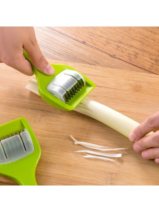 KC-MS06 Stainless Steel Green Onion Slicer Vegetable Garlic Cutter Shredder Kitchen Tools - Green