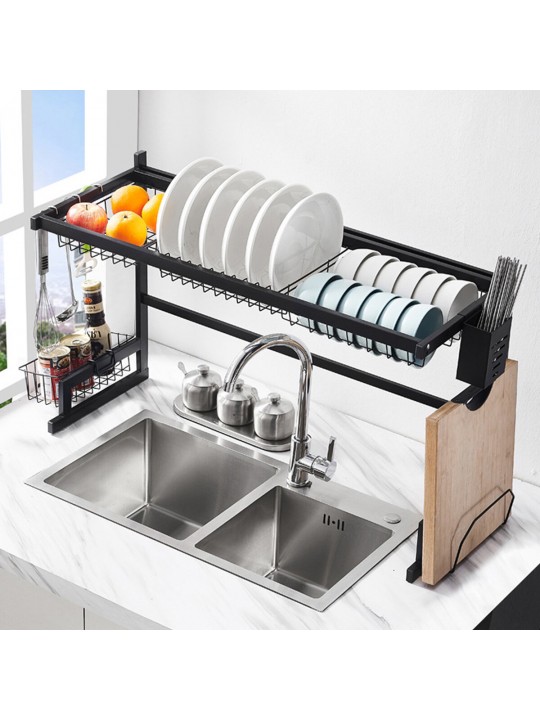 65/85CM Dish Drying Rack Organizer Over Sink Kitchen Draining Storage Holder Drain Rack - 85cm