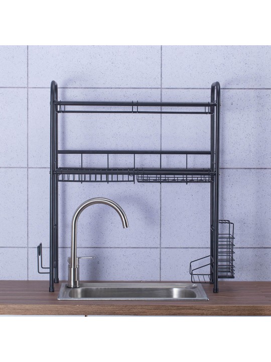 Double Layer Shelf Dish Stainless Holder Steel Sink Drain Rack Kitchen Cutlery Drying Drainer Kitchen Storage Rack - 60cm