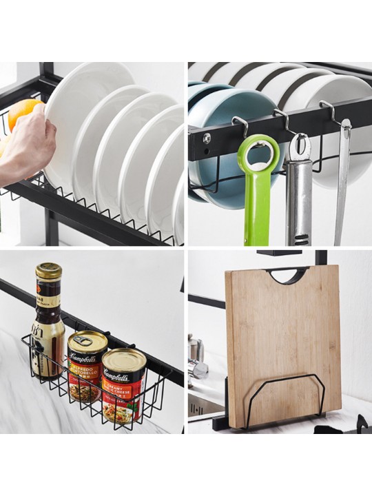 65/85CM Dish Drying Rack Organizer Over Sink Kitchen Draining Storage Holder Drain Rack - 85cm